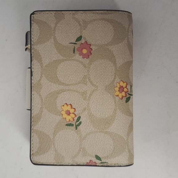 Coach CH480 Medium Corner Zip Wallet In Signature Canvas W/Nostalgic Ditsy Print - Picture 3 of 12